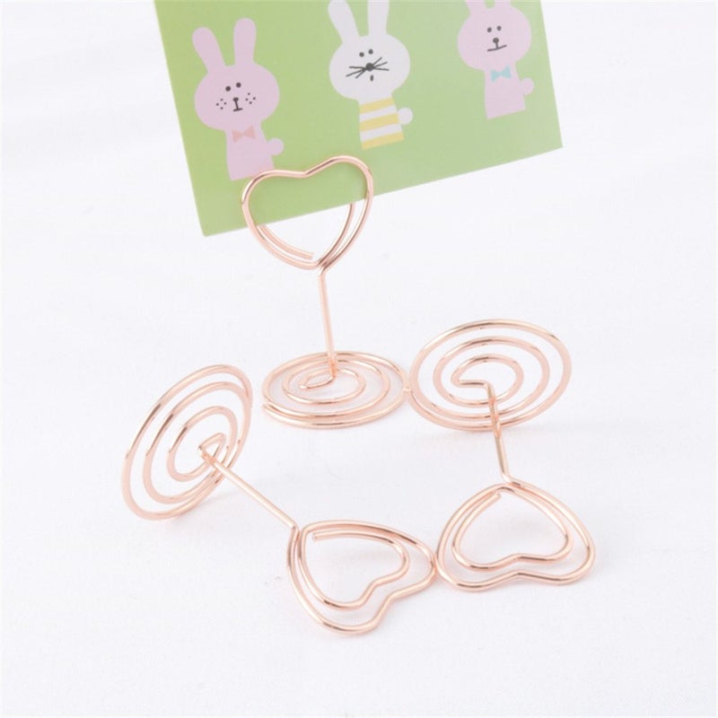JANOU Mini Heart Shape Photo Stand Place Card Memo Holder Note Clip for Wedding Party Decoration Pack 10pcs (Rose Gold) - Image 4